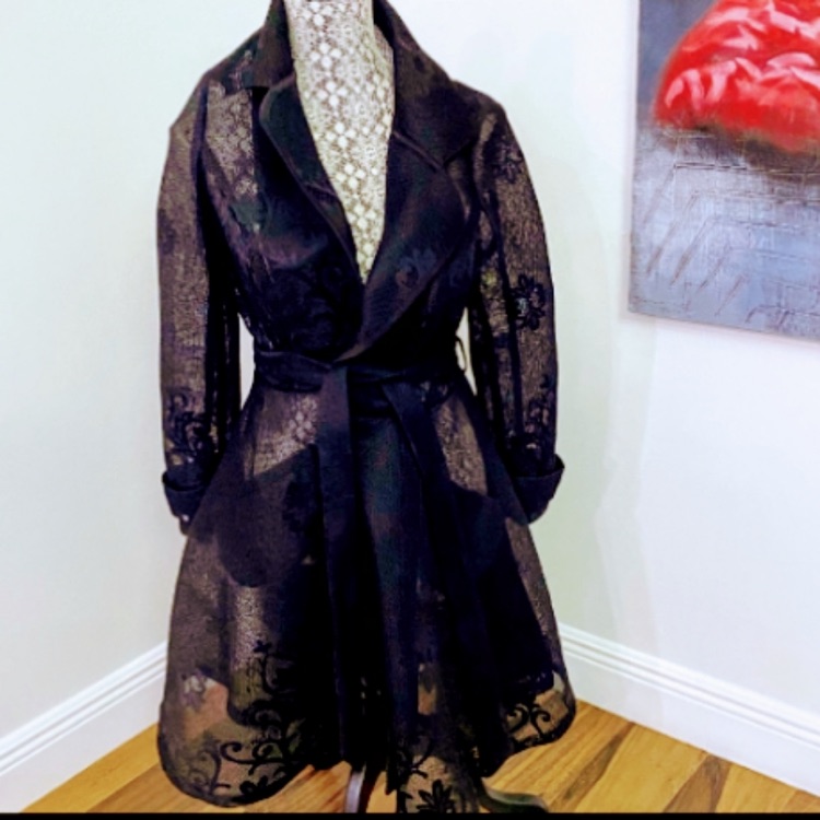 Beautiful Black Lace Dressy To The Knee Dress Coat